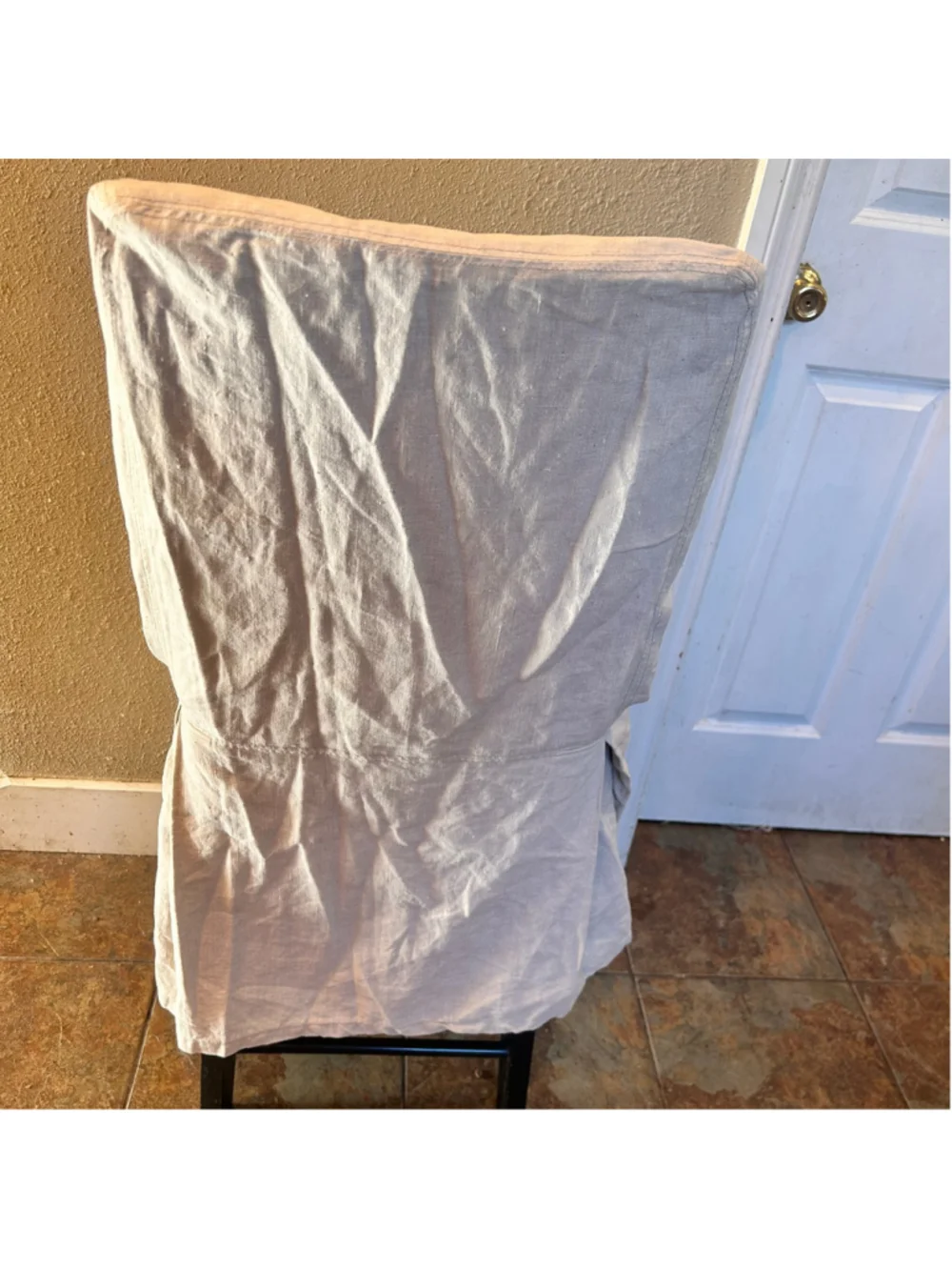Pottery Barn Beige Linen Dining Room Chair Slipcovers French Country set 4